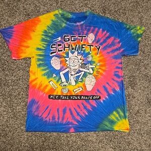 Tie-Dye Graphic T-Shirt Get Schwifty Rick And Morty Large